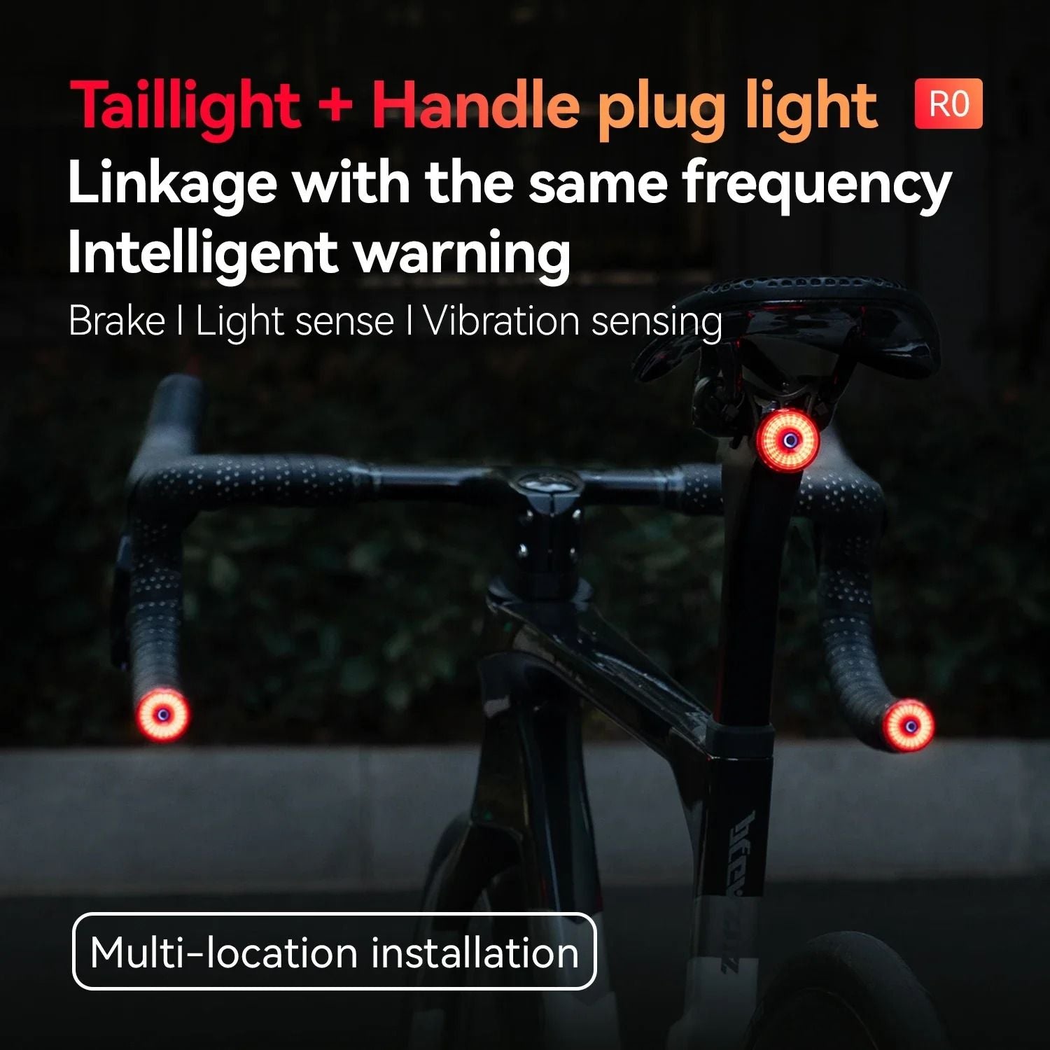Bicycle Handlebar End and Rear Safety Light with Intelligent Brake Sensor and Waterproof Design