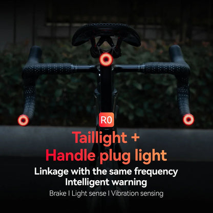 Bicycle Handlebar End And Rear Safety Light With Intelligent Brake Sensor And Waterproof Design 1