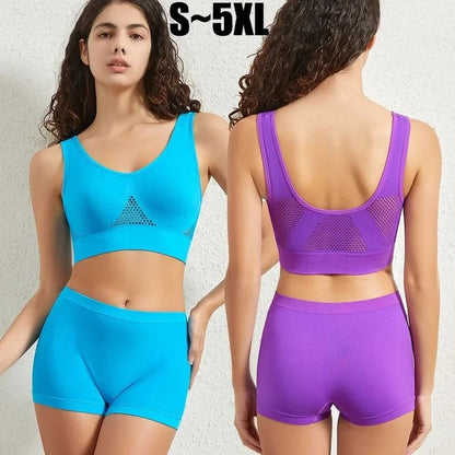 Seamless Bra and Low Waist Thong Panty Lingerie Set Womens Comfort Sports Underwear