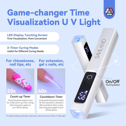 SAVILAND Rechargeable UV LED Nail Lamp With Magnetic Stand And LCD Timer 2