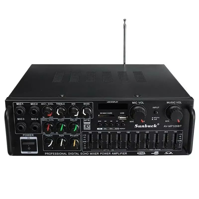 2000W Bluetooth Audio Power Amplifier  HiFi 20 Channel AV Amp With Remote Control For Car Home  Out 4