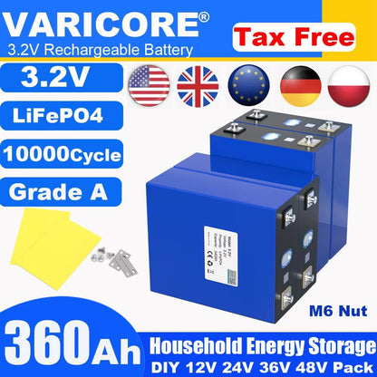 4PCS LiFePO4 Rechargeable Battery Pack  32V 280Ah360Ah Deep Cycle Power Cells For Solar RV Golf Car 15