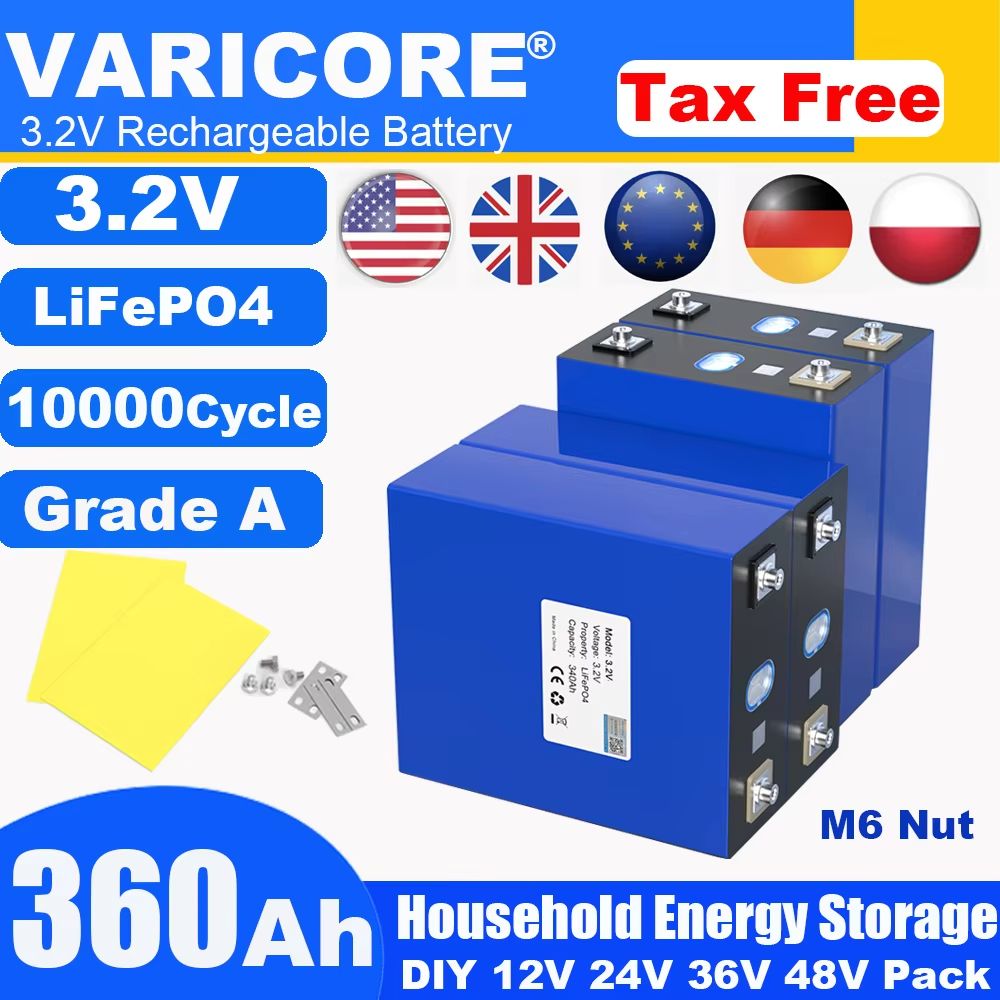 4PCS LiFePO4 Rechargeable Battery Pack  32V 280Ah360Ah Deep Cycle Power Cells For Solar RV Golf Car 1