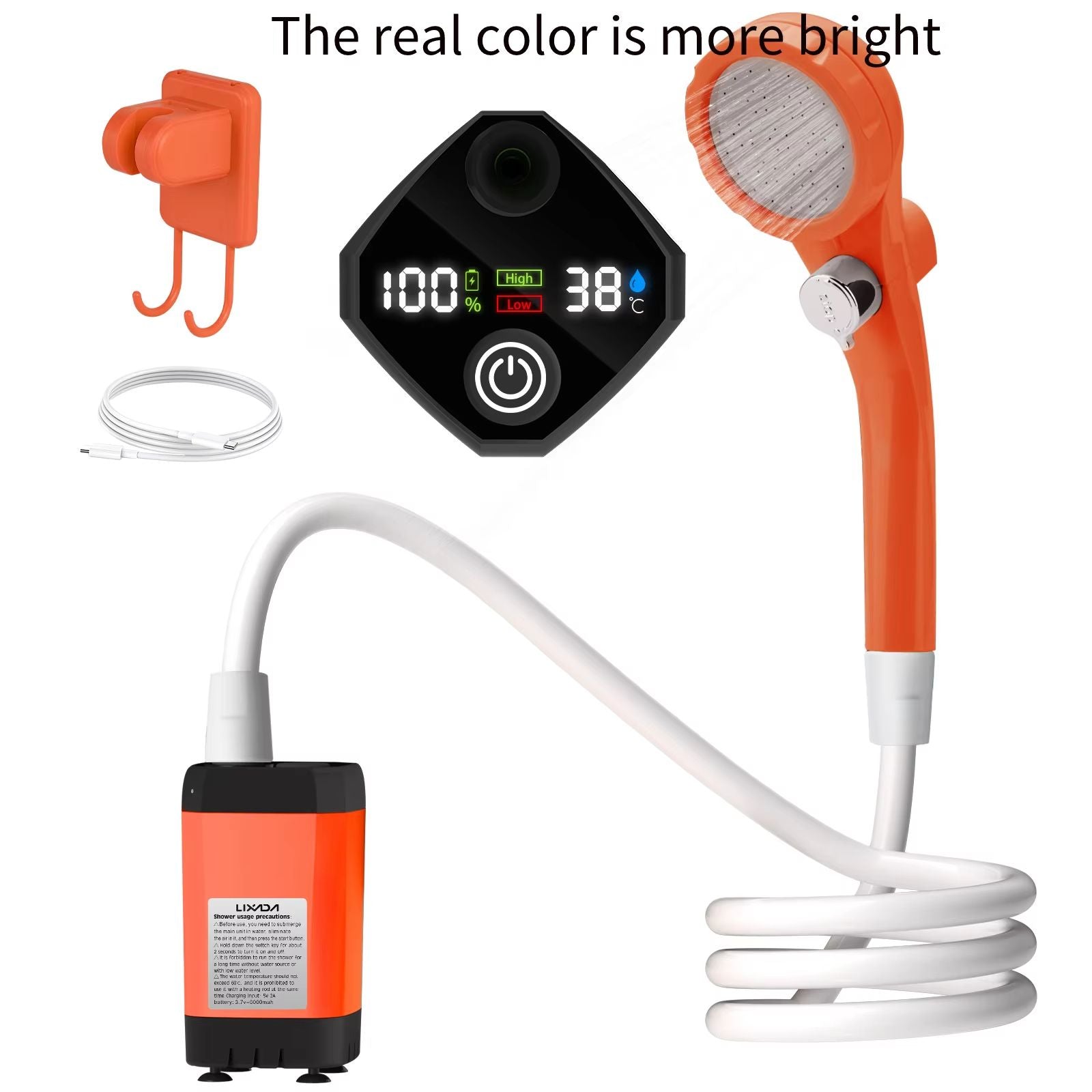 Portable Camping Shower Pump Kit  Outdoor Shower With Digital Display Adjustable Flow  6000mAh Rech 1