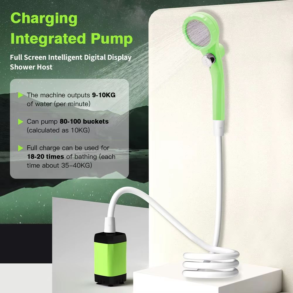 Portable Camping Shower Pump Kit  Outdoor Shower With Digital Display Adjustable Flow  6000mAh Rech 2
