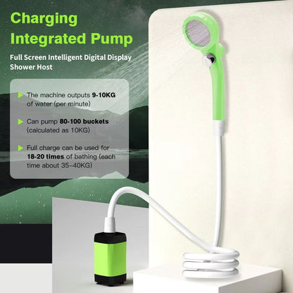 Portable Camping Shower Pump Kit  Outdoor Shower With Digital Display Adjustable Flow  6000mAh Rech 2