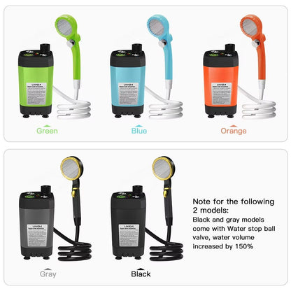 Portable Camping Shower Pump Kit  Outdoor Shower With Digital Display Adjustable Flow  6000mAh Rech 5