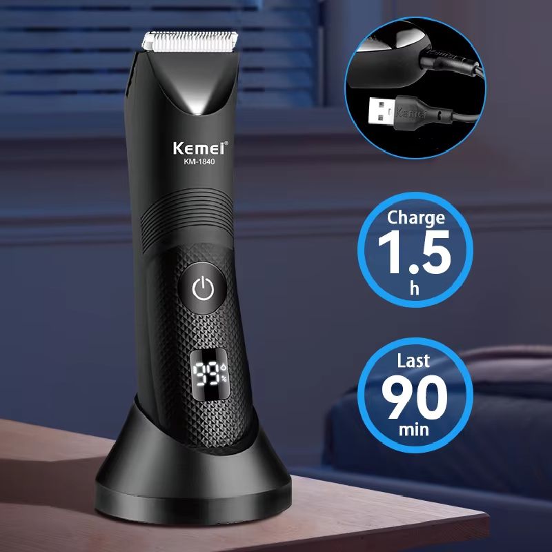 Kemei Electric Body & Groin Trimmer – Washable Beard, Bikini, and Pubic Hair Shaver for Men and Women