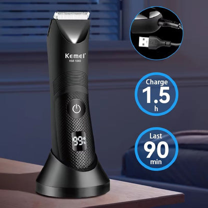 Kemei Electric Body & Groin Trimmer – Washable Beard, Bikini, and Pubic Hair Shaver for Men and Women