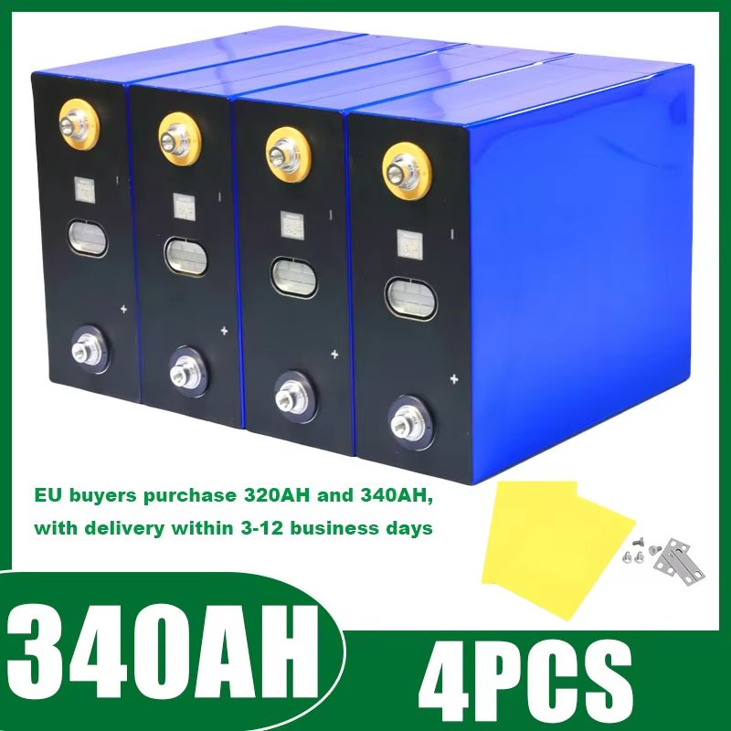 4PCS LiFePO4 Rechargeable Battery Pack – 3.2V 120Ah–340Ah Grade A Lithium Iron Phosphate Cells for 12V Solar, RV, and En