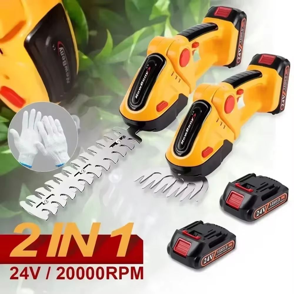 2-in-1 Cordless Electric Hedge Trimmer – Rechargeable Handheld Shrub Cutter & Garden Pruning Tool