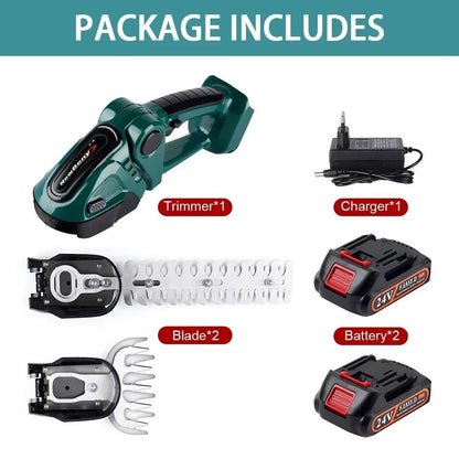 2in1 Cordless Electric Hedge Trimmer  Rechargeable Handheld Shrub Cutter  Garden Pruning Tool 15