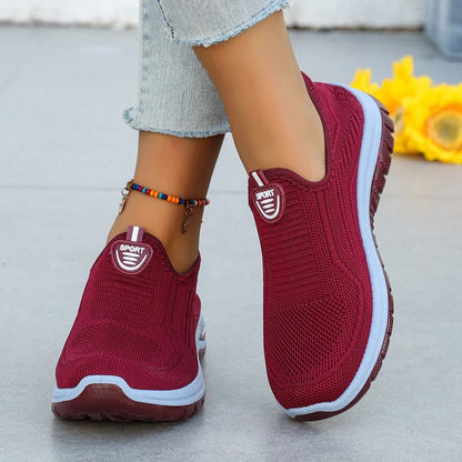 Womens Breathable SlipOn Sneakers Lightweight Woven Comfort Shoes 3
