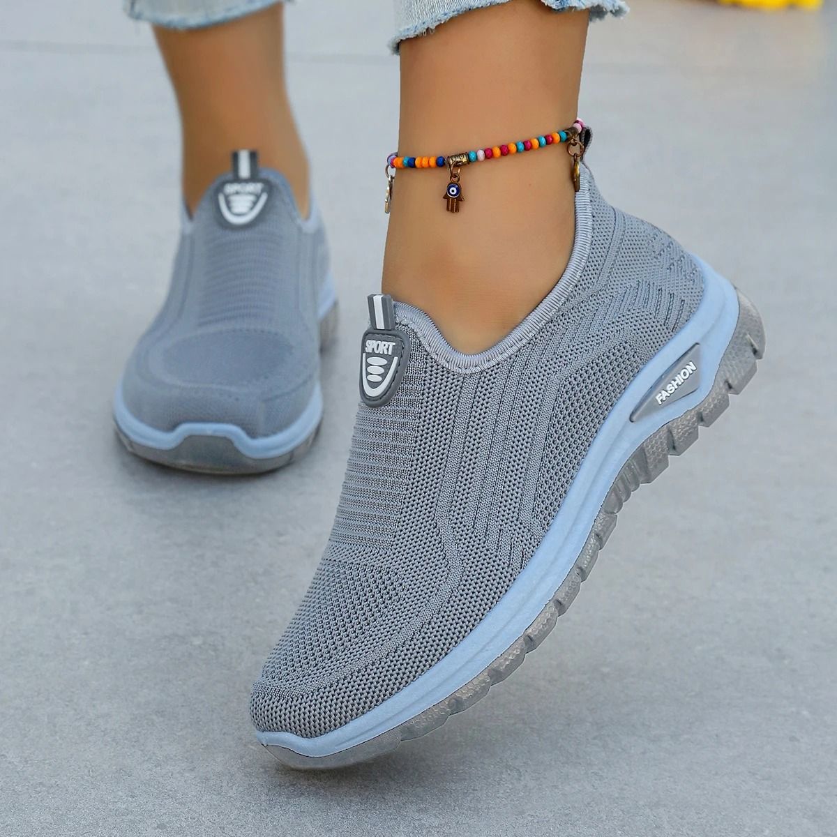 Womens Breathable SlipOn Sneakers Lightweight Woven Comfort Shoes 6