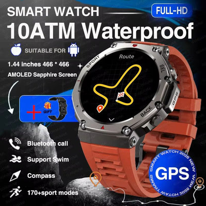 2025 Military Smartwatch With Bluetooth Calling  Builtin GPS Compass Altimeter  10ATM Waterproof Sp