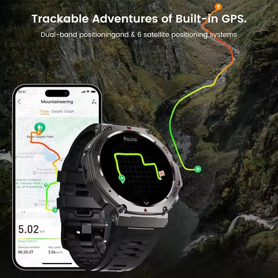 2025 Military Smartwatch With Bluetooth Calling  Builtin GPS Compass Altimeter  10ATM Waterproof Sp