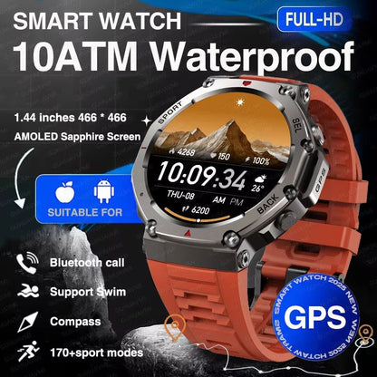 2025 Military Smartwatch With Bluetooth Calling  Builtin GPS Compass Altimeter  10ATM Waterproof Sp