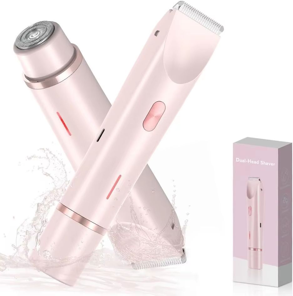 2in1 Womens Electric Razor  DualHead Bikini Trimmer  Painless Pubic Hair Shaver For Wet  Dry Use 5