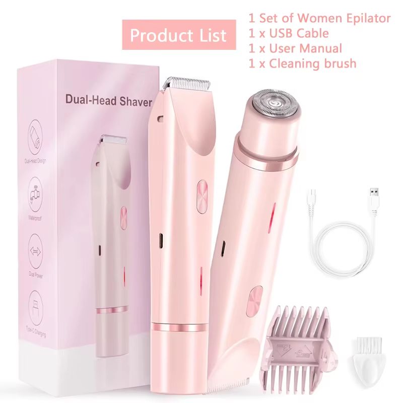 2in1 Womens Electric Razor  DualHead Bikini Trimmer  Painless Pubic Hair Shaver For Wet  Dry Use 6
