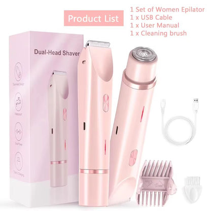 2in1 Womens Electric Razor  DualHead Bikini Trimmer  Painless Pubic Hair Shaver For Wet  Dry Use 6
