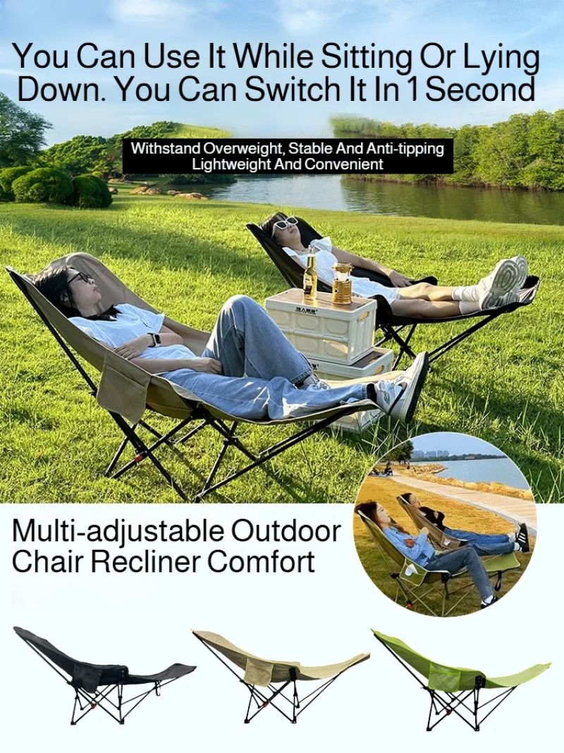 Portable Folding Recliner Chair With Headrest  Leg Rest 1