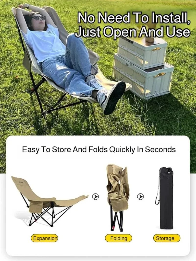 Portable Folding Recliner Chair With Headrest  Leg Rest 4