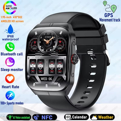 2025 Ultra HD Smartwatch  195 GPS Sports Watch With Bluetooth Calling NFC  Fitness Tracking For Men 6
