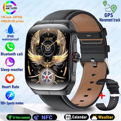 2025 Ultra HD Smartwatch  195 GPS Sports Watch With Bluetooth Calling NFC  Fitness Tracking For Men 9