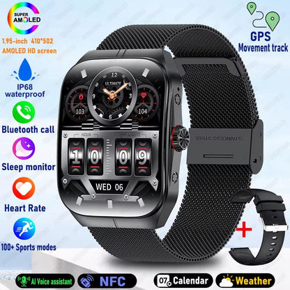 2025 Ultra HD Smartwatch  195 GPS Sports Watch With Bluetooth Calling NFC  Fitness Tracking For Men 12
