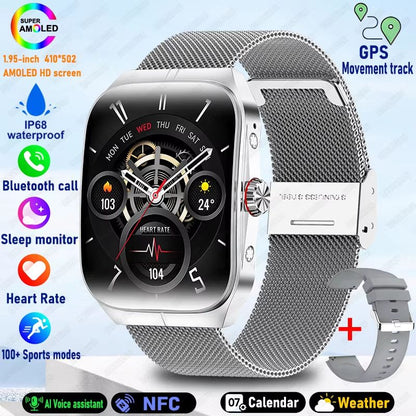 2025 Ultra HD Smartwatch  195 GPS Sports Watch With Bluetooth Calling NFC  Fitness Tracking For Men 13