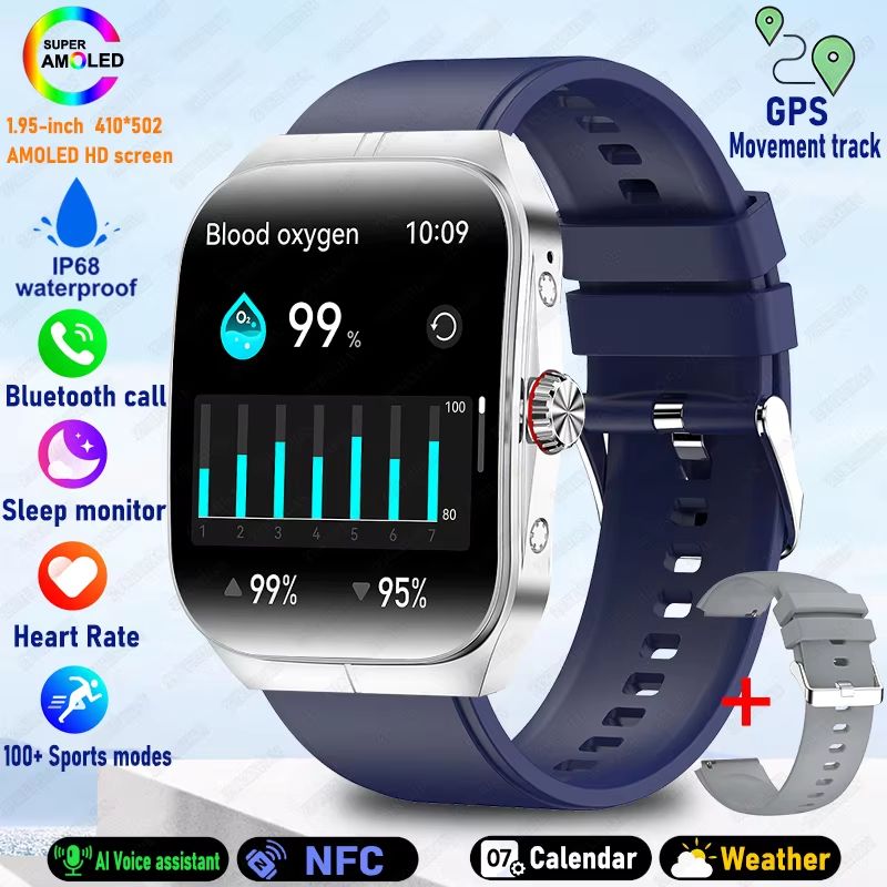 2025 Ultra HD Smartwatch  195 GPS Sports Watch With Bluetooth Calling NFC  Fitness Tracking For Men 19