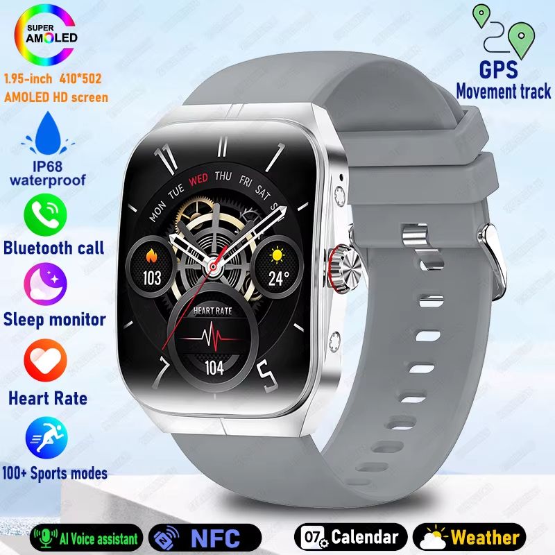 2025 Ultra HD Smartwatch  195 GPS Sports Watch With Bluetooth Calling NFC  Fitness Tracking For Men 7