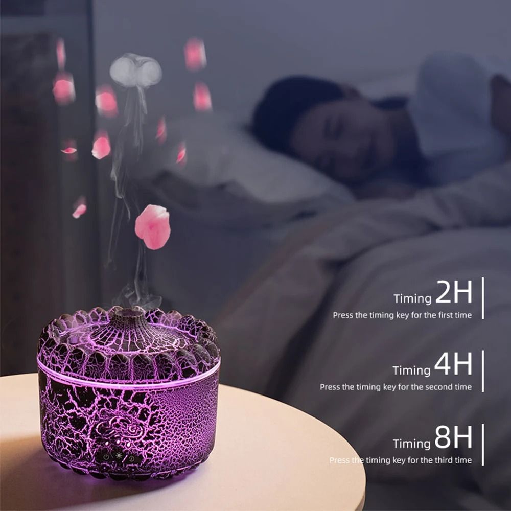 USB Jellyfish Aromatherapy Air Humidifier with Volcano Crack Light