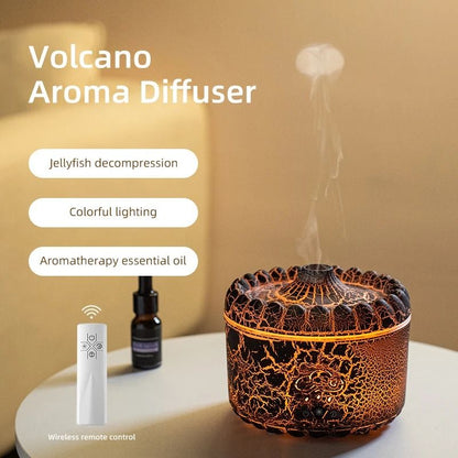 USB Jellyfish Aromatherapy Air Humidifier With Volcano Crack Light 2