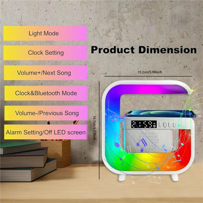 RGB Wireless Speaker Charger Stand With Alarm Clock And FM Radio 4