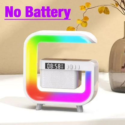 RGB Wireless Speaker Charger Stand With Alarm Clock And FM Radio 9