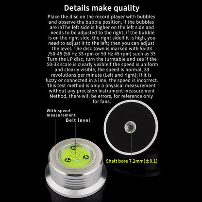 Universal Turntable Stabilizer Weight  Aluminum Alloy LP Record Clamp With Level For Vinyl Players 5
