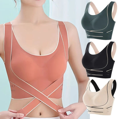 Sports Bra Front Adjustable Buckle Wireless Padded Comfy Gym Yoga Underwear