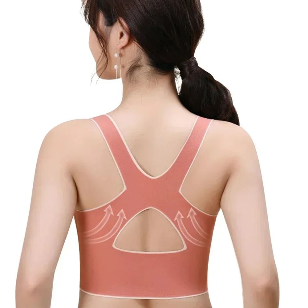 Sports Bra Front Adjustable Buckle Wireless Padded Comfy Gym Yoga Underwear 3