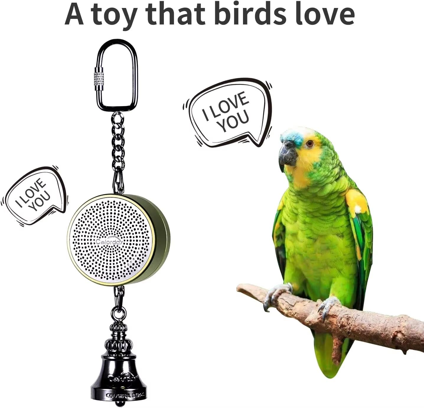 Interactive Parrot Training Toy  Voice Recording  Playback Bird Talking Coach With Chewing Bell 1