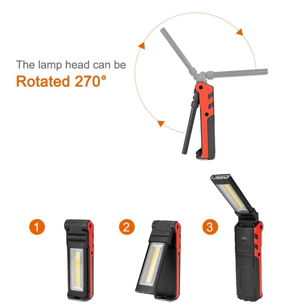 COB LED Work Light USB Rechargeable Flashlight With Magnetic Hook And Power Bank 3
