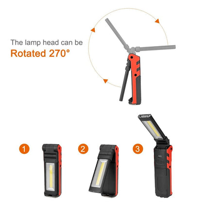 COB LED Work Light USB Rechargeable Flashlight With Magnetic Hook And Power Bank 3
