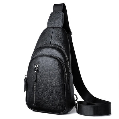 Genuine Leather Chest Bag for Men Crossbody Shoulder Messenger Bag