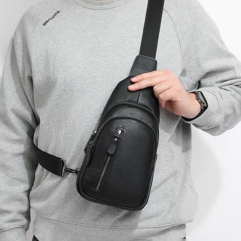 Genuine Leather Chest Bag For Men Crossbody Shoulder Messenger Bag 1