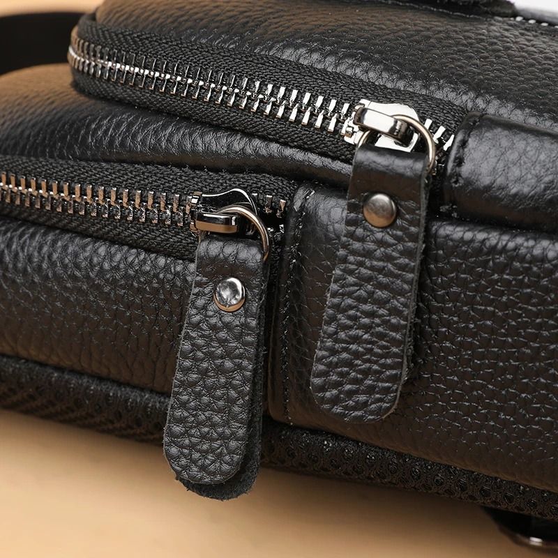 Genuine Leather Chest Bag For Men Crossbody Shoulder Messenger Bag 2
