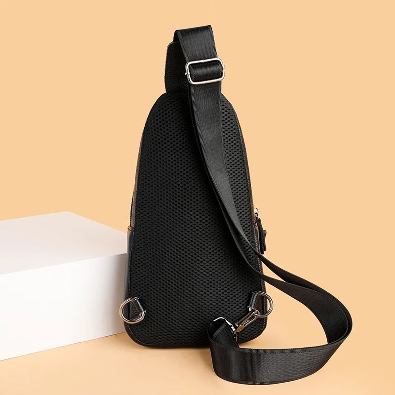 Genuine Leather Chest Bag For Men Crossbody Shoulder Messenger Bag 3