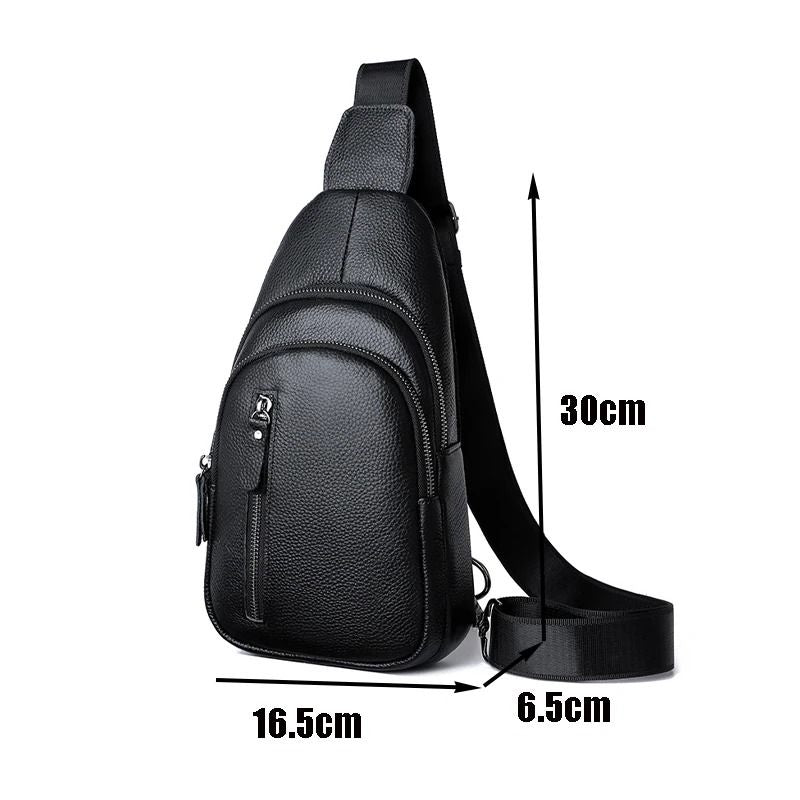 Genuine Leather Chest Bag For Men Crossbody Shoulder Messenger Bag 4