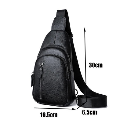 Genuine Leather Chest Bag For Men Crossbody Shoulder Messenger Bag 4