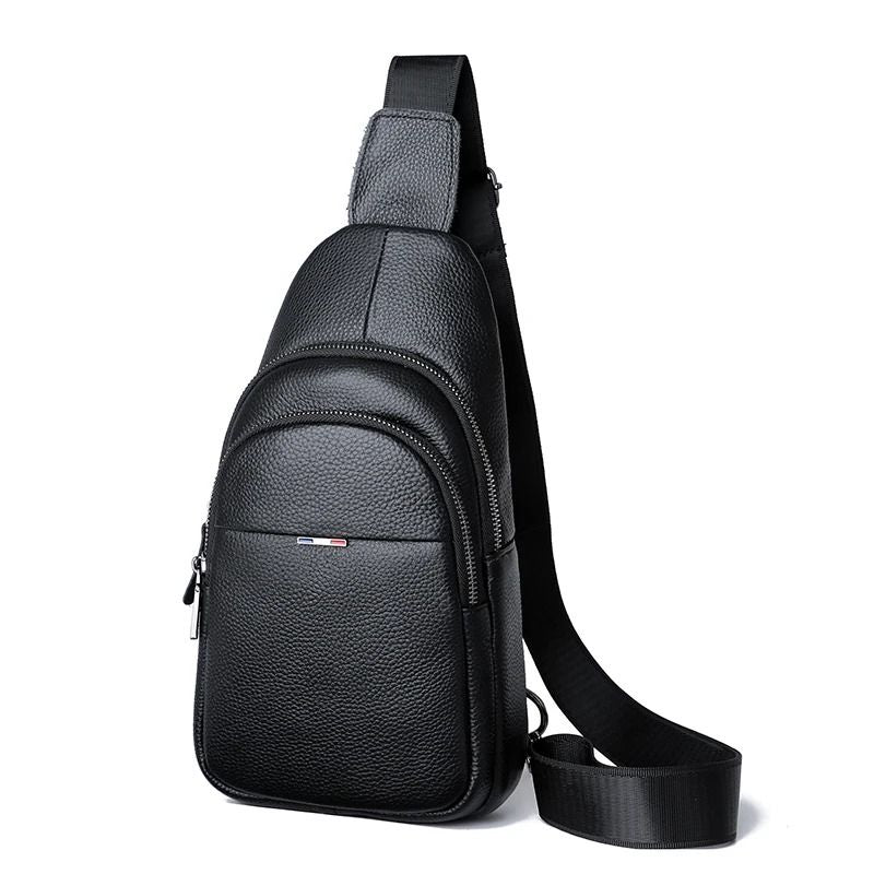 Genuine Leather Chest Bag For Men Crossbody Shoulder Messenger Bag 6