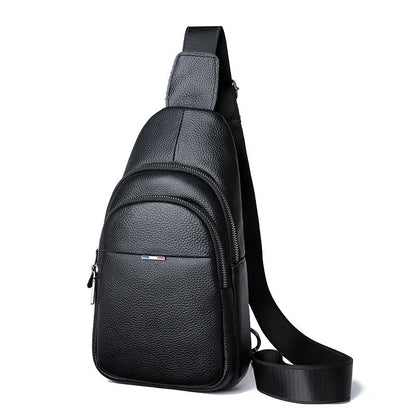 Genuine Leather Chest Bag For Men Crossbody Shoulder Messenger Bag 6